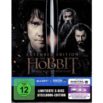 DER HOBBIT-Die Schlacht der Fünf Heere (3Blu-rays+Dig.UV-Steelbook Edition/OVP)